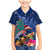 New Zealand Tuatara Christmas Family Matching Mermaid Dress and Hawaiian Shirt Silver Fern and Xmas Pohutukawa Tree Blue Color