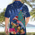 New Zealand Tuatara Christmas Hawaiian Shirt Silver Fern and Xmas Pohutukawa Tree Blue Color