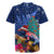 New Zealand Tuatara Christmas Rugby Jersey Silver Fern and Xmas Pohutukawa Tree Blue Color