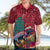 New Zealand Tuatara Christmas Hawaiian Shirt Silver Fern and Xmas Pohutukawa Tree Red Color