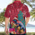 New Zealand Tuatara Christmas Hawaiian Shirt Silver Fern and Xmas Pohutukawa Tree Red Color