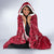 New Zealand Tuatara Christmas Hooded Blanket Silver Fern and Xmas Pohutukawa Tree Red Color