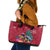 New Zealand Tuatara Christmas Leather Tote Bag Silver Fern and Xmas Pohutukawa Tree Red Color