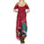 New Zealand Tuatara Christmas Summer Maxi Dress Silver Fern and Xmas Pohutukawa Tree Red Color