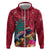 New Zealand Tuatara Christmas Zip Hoodie Silver Fern and Xmas Pohutukawa Tree Red Color