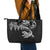 New Zealand Tuatara Tribal Tattoo Leather Tote Bag Silver Fern and Maori Pattern Black Color