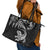 New Zealand Tuatara Tribal Tattoo Leather Tote Bag Silver Fern and Maori Pattern Black Color