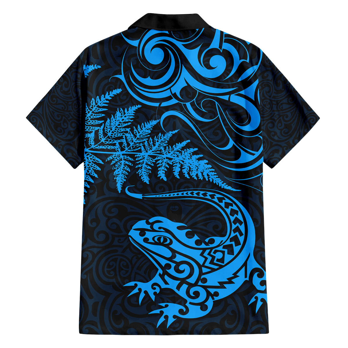 New Zealand Tuatara Tribal Tattoo Family Matching Summer Maxi Dress and Hawaiian Shirt Silver Fern and Maori Pattern Blue Color LT03 - Polynesian Pride