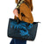 New Zealand Tuatara Tribal Tattoo Leather Tote Bag Silver Fern and Maori Pattern Blue Color