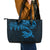 New Zealand Tuatara Tribal Tattoo Leather Tote Bag Silver Fern and Maori Pattern Blue Color