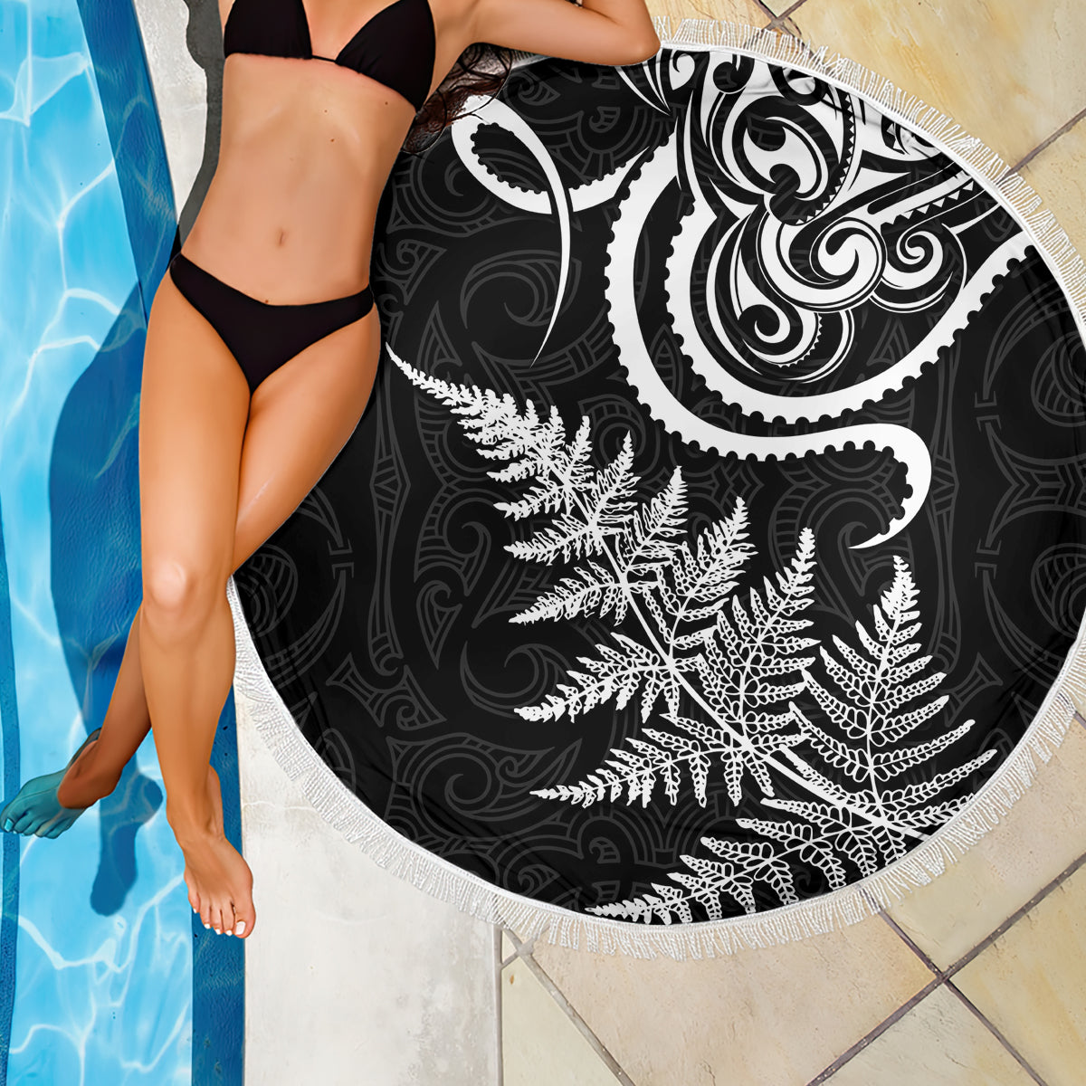 New Zealand Octopus Tattoo and Fern Beach Blanket Maori Pattern