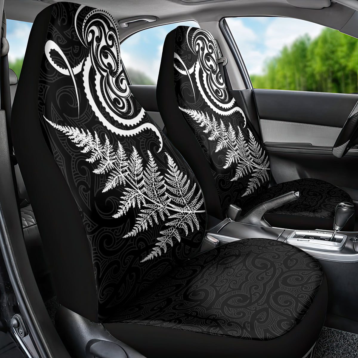 New Zealand Octopus Tattoo and Fern Car Seat Cover Maori Pattern