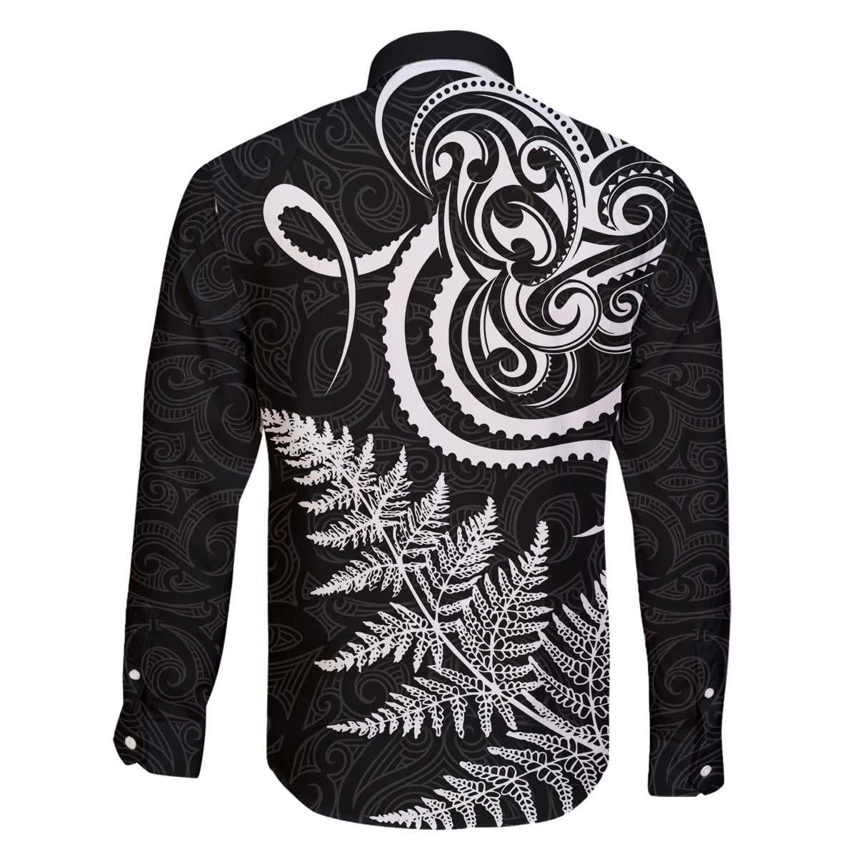 New Zealand Octopus Tattoo and Fern Family Matching Long Sleeve Bodycon Dress and Hawaiian Shirt Maori Pattern LT03 - Polynesian Pride
