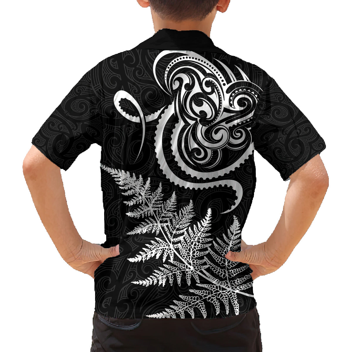 New Zealand Octopus Tattoo and Fern Family Matching Puletasi and Hawaiian Shirt Maori Pattern LT03 - Polynesian Pride