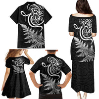 New Zealand Octopus Tattoo and Fern Family Matching Puletasi and Hawaiian Shirt Maori Pattern LT03 - Polynesian Pride