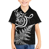 New Zealand Octopus Tattoo and Fern Family Matching Puletasi and Hawaiian Shirt Maori Pattern LT03 Son's Shirt Black - Polynesian Pride