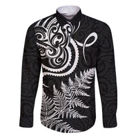 New Zealand Octopus Tattoo and Fern Family Matching Short Sleeve Bodycon Dress and Hawaiian Shirt Maori Pattern LT03 Dad's Shirt - Long Sleeve Black - Polynesian Pride