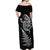 New Zealand Octopus Tattoo and Fern Off Shoulder Maxi Dress Maori Pattern