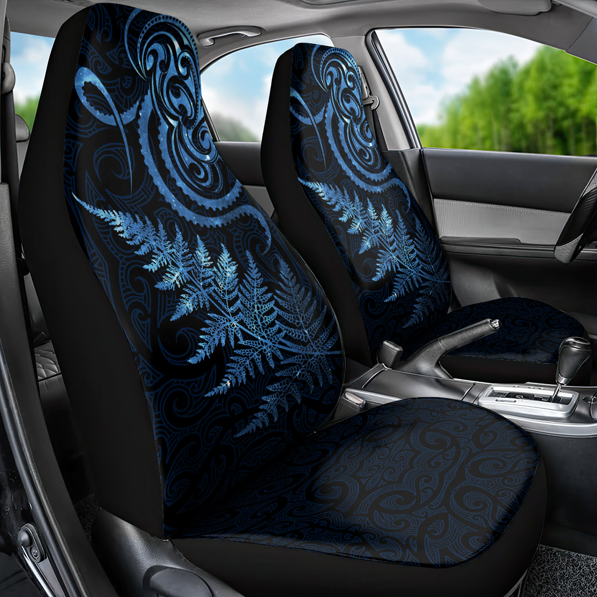 New Zealand Octopus Tattoo and Fern Car Seat Cover Maori Pattern Matariki Style