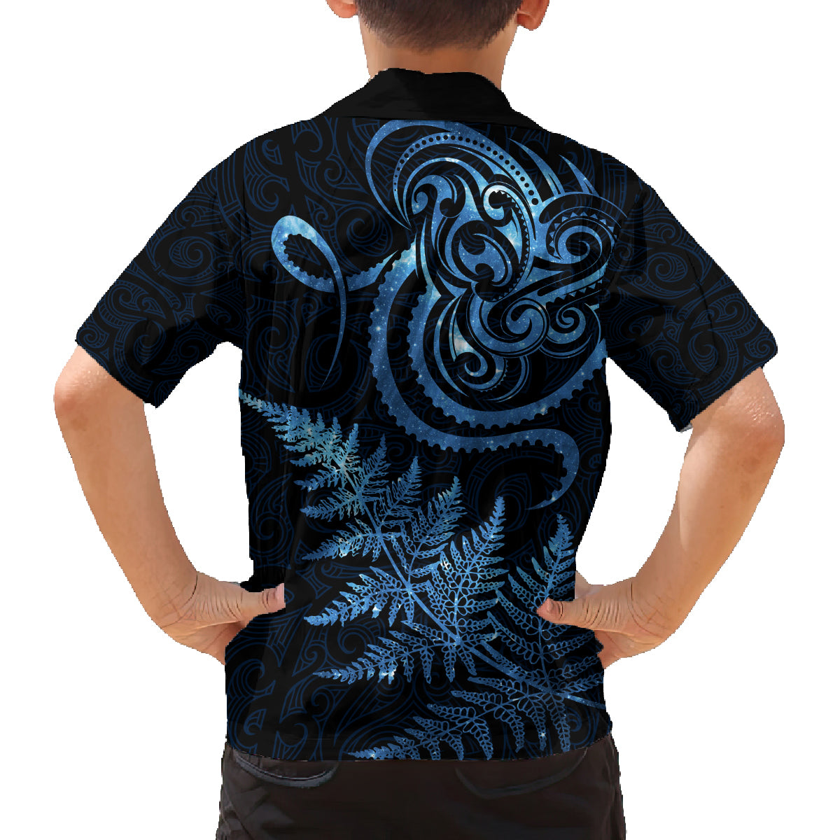 New Zealand Octopus Tattoo and Fern Family Matching Off Shoulder Maxi Dress and Hawaiian Shirt Maori Pattern Matariki Style LT03 - Polynesian Pride
