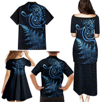 New Zealand Octopus Tattoo and Fern Family Matching Puletasi and Hawaiian Shirt Maori Pattern Matariki Style LT03 - Polynesian Pride