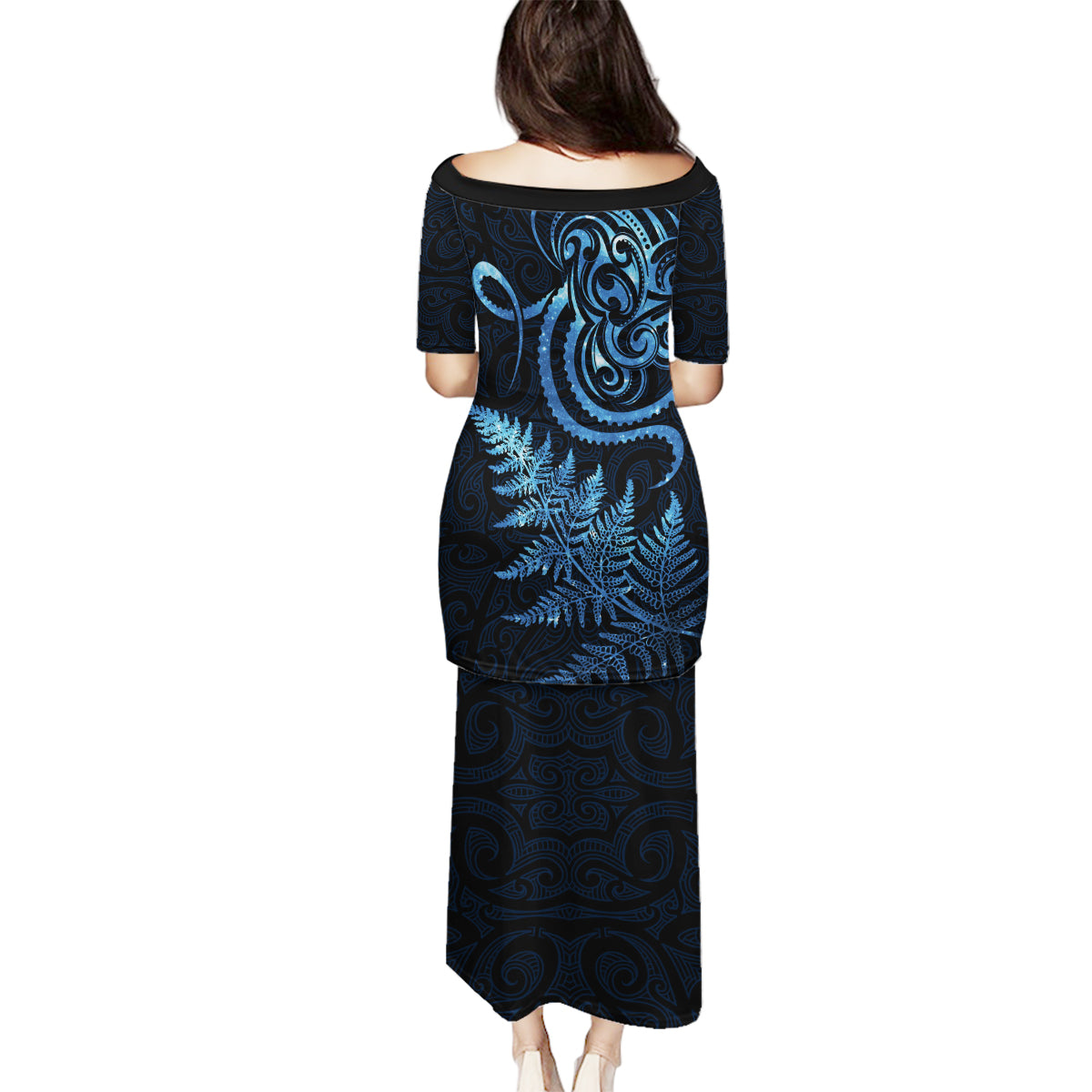 New Zealand Octopus Tattoo and Fern Family Matching Puletasi and Hawaiian Shirt Maori Pattern Matariki Style LT03 - Polynesian Pride