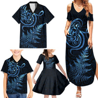 New Zealand Octopus Tattoo and Fern Family Matching Summer Maxi Dress and Hawaiian Shirt Maori Pattern Matariki Style LT03 - Polynesian Pride