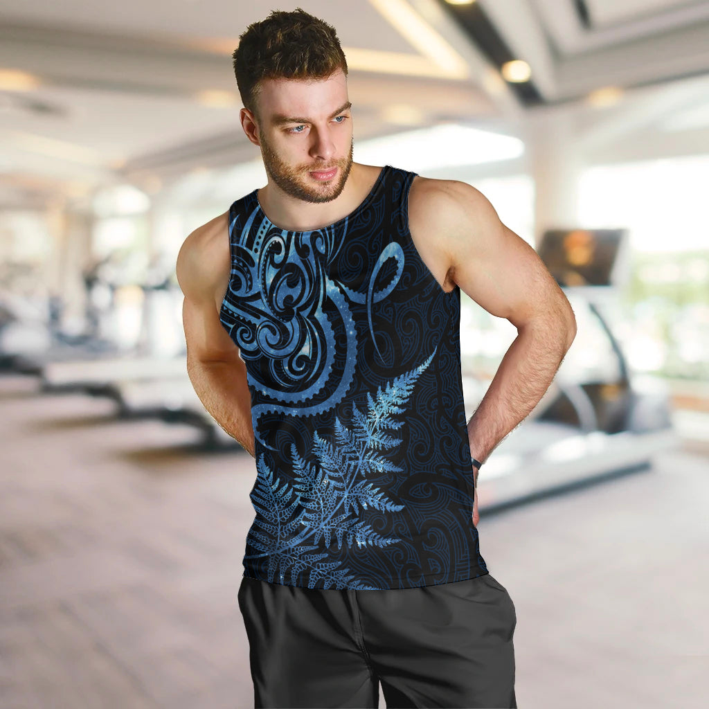 New Zealand Octopus Tattoo and Fern Men Tank Top Maori Pattern Matariki Style