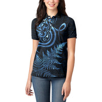New Zealand Octopus Tattoo and Fern Women Polo Shirt Maori Pattern Matariki Style