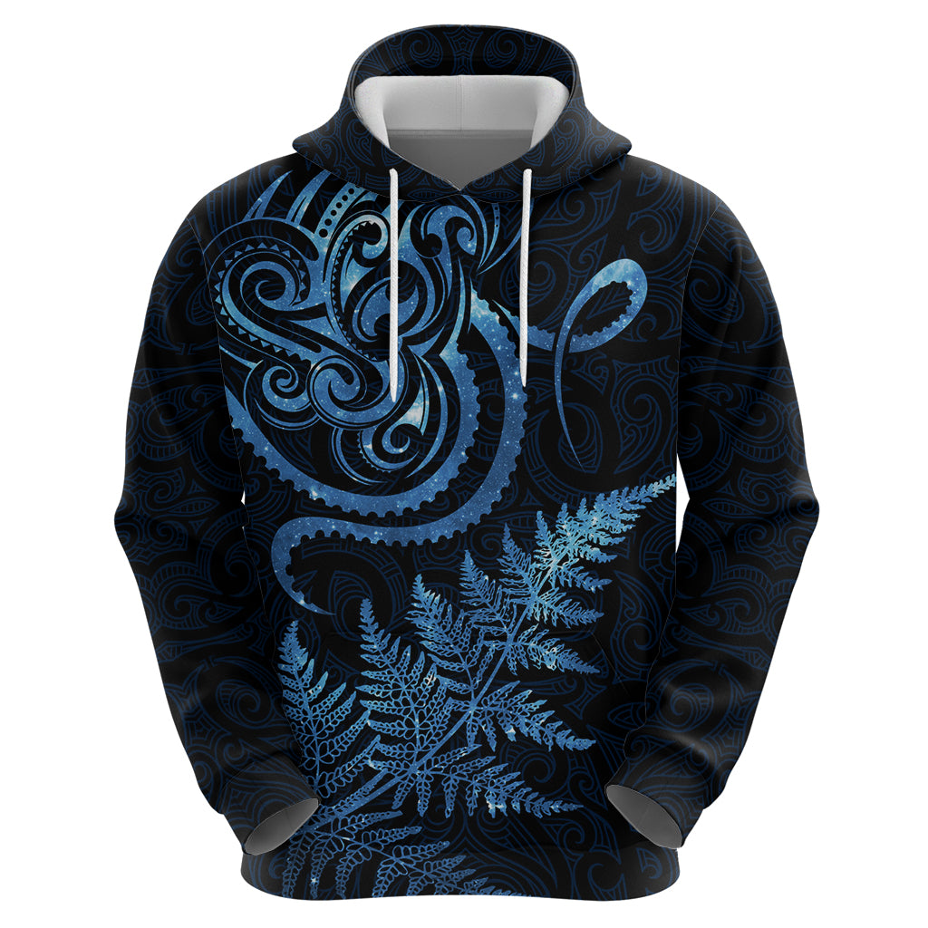 New Zealand Octopus Tattoo and Fern Zip Hoodie Maori Pattern Matariki Style