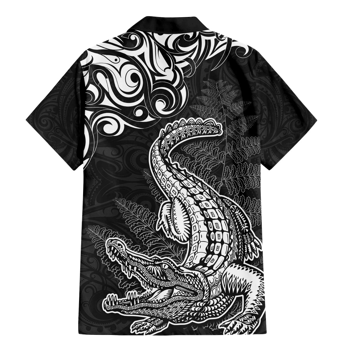 New Zealand Crocodile Tattoo and Fern Family Matching Mermaid Dress and Hawaiian Shirt Maori Pattern LT03 - Polynesian Pride
