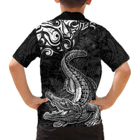 New Zealand Crocodile Tattoo and Fern Family Matching Puletasi and Hawaiian Shirt Maori Pattern LT03 - Polynesian Pride