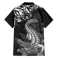 New Zealand Crocodile Tattoo and Fern Family Matching Puletasi and Hawaiian Shirt Maori Pattern LT03 - Polynesian Pride