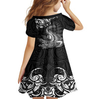 New Zealand Crocodile Tattoo and Fern Family Matching Short Sleeve Bodycon Dress and Hawaiian Shirt Maori Pattern LT03 - Polynesian Pride
