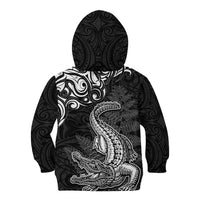 New Zealand Crocodile Tattoo and Fern Kid Hoodie Maori Pattern
