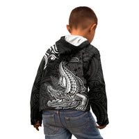 New Zealand Crocodile Tattoo and Fern Kid Hoodie Maori Pattern