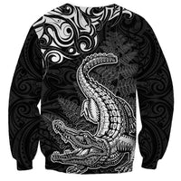 New Zealand Crocodile Tattoo and Fern Sweatshirt Maori Pattern