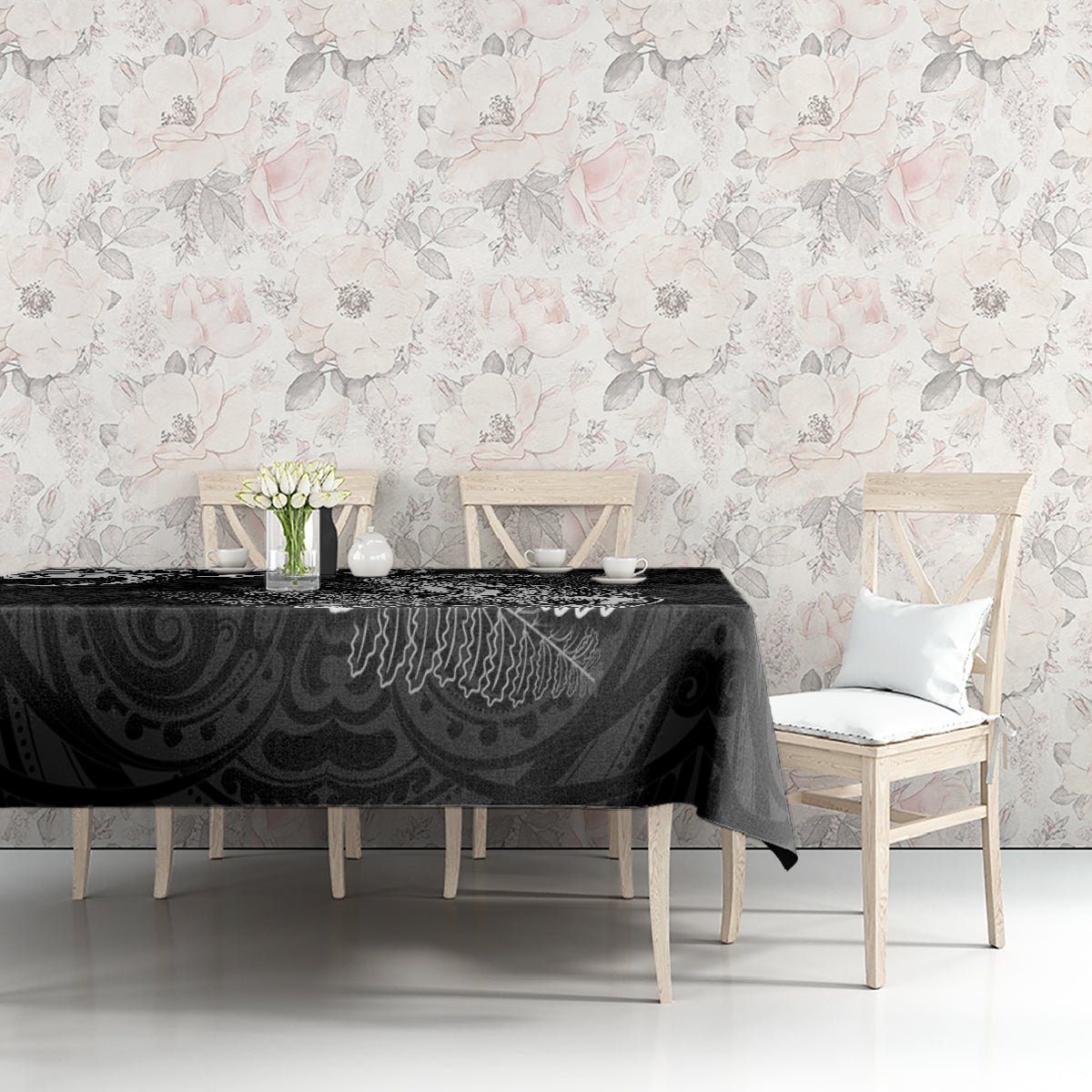 New Zealand Crocodile Tattoo and Fern Tablecloth Maori Pattern