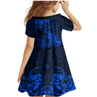 New Zealand Crocodile Tattoo and Fern Family Matching Mermaid Dress and Hawaiian Shirt Maori Pattern Blue Color LT03 - Polynesian Pride