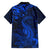 New Zealand Crocodile Tattoo and Fern Family Matching Short Sleeve Bodycon Dress and Hawaiian Shirt Maori Pattern Blue Color