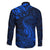 New Zealand Crocodile Tattoo and Fern Family Matching Short Sleeve Bodycon Dress and Hawaiian Shirt Maori Pattern Blue Color