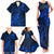 New Zealand Crocodile Tattoo and Fern Family Matching Tank Maxi Dress and Hawaiian Shirt Maori Pattern Blue Color