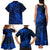 New Zealand Crocodile Tattoo and Fern Family Matching Tank Maxi Dress and Hawaiian Shirt Maori Pattern Blue Color