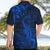 New Zealand Crocodile Tattoo and Fern Hawaiian Shirt Maori Pattern Blue Color