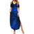 New Zealand Crocodile Tattoo and Fern Summer Maxi Dress Maori Pattern Blue Color