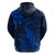 New Zealand Crocodile Tattoo and Fern Zip Hoodie Maori Pattern Blue Color