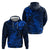 New Zealand Crocodile Tattoo and Fern Zip Hoodie Maori Pattern Blue Color
