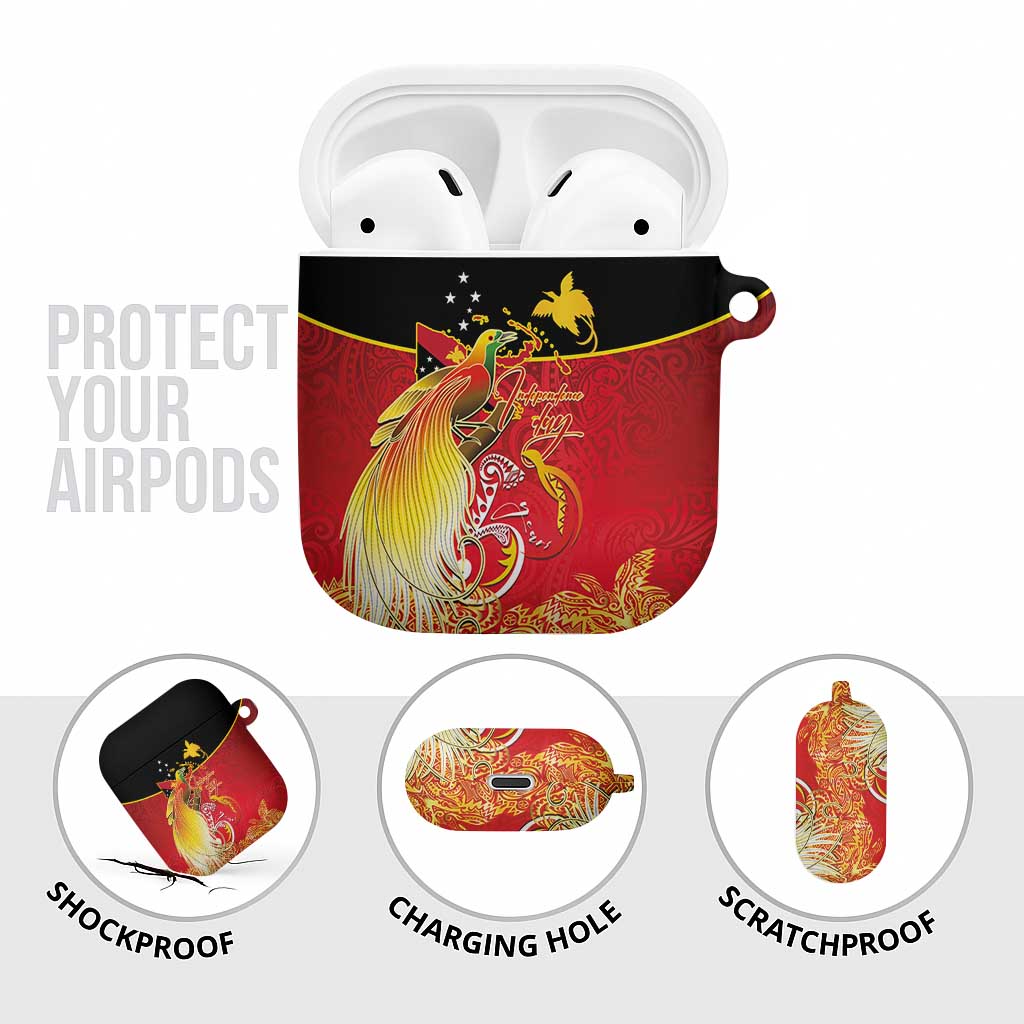 Papua New Guinea Independence Day AirPods Case Happy Anniversary 50th Bird-of-paradise Melanesian Tattoos - Polynesian Pride