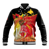 Papua New Guinea Independence Day Baseball Jacket Happy Anniversary 50th Bird-of-paradise Melanesian Tattoos - Polynesian Pride