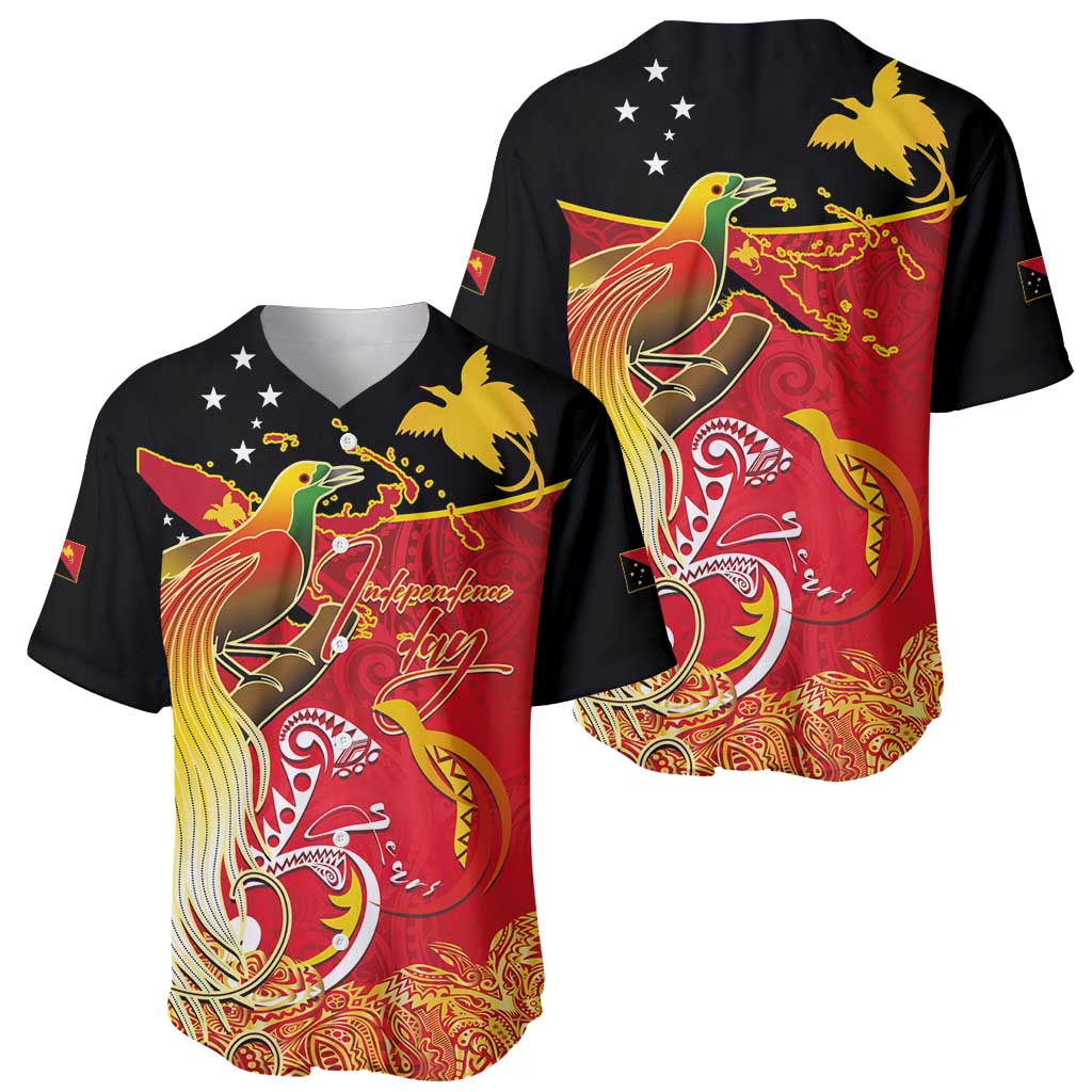 Papua New Guinea Independence Day Baseball Jersey Happy Anniversary 50th Bird-of-paradise Melanesian Tattoos - Polynesian Pride